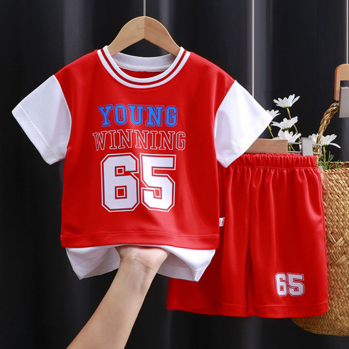 GC%202pcs%20Boys%20Short%20Sleeves%20Shirt%20Shorts%20Suit%20Summer%20Basketball%20Jersey%20Fake%20Two-pieces%20Set%20For%203-10%20Years%20Old%20Kids%20-%20Image%208