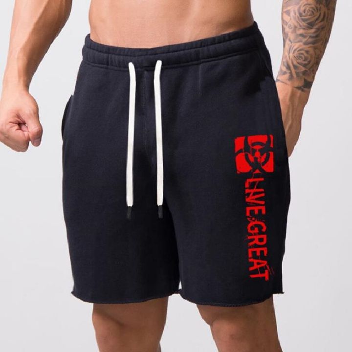 Summer%20Shorts%20Men%20Loose%20Large%20Size%20Breathable%20Knee%20Lenght%20Pants%20Solid%20Color%20Printing%20Running%20Shorts%20Simple%20Fashion%20Gym%20Shorts%20-%20Image%202