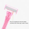Portable 6 Layer Blade Body Hair Removal Beauty Razor for Women Leg Armpits Facial Hair T-shape Trimmer Shaver Razor with 3 Replaceable Blades.