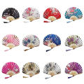Chinese Style Hand Held Fans Personalized Pattern Silk Bamboo Folding Fans Handheld Wedding Hand Fan Cool Bamboo Flower Fan. 
