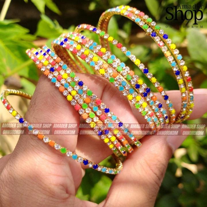 Stone Bangles For Women Multicolor Curi 12 Pcs