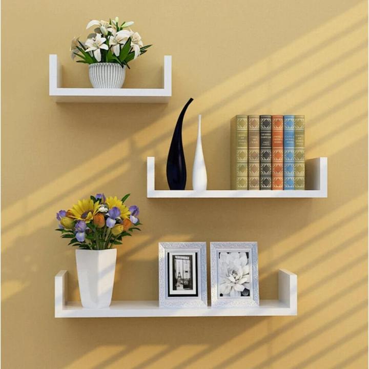 Set of 3 U Shape shelves Floating Wall Shelves Home Decor Storage L W H 42 10 11.5cm Daraz .bd