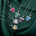 Foreign trade cross-border jewelry color diamond love necklace women's heart pendant ocean mood people's day girlfriend gifts.