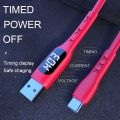 Smart Timer Charge Cable 1.2m For Android Xiaomi Huawei iPhone Timing Power-off Data Line, Current Voltage Display Charging Wire.
