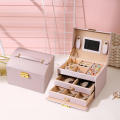 Leather material Jewellery box Luxury Large size 3 layers Leather drawer storage box Drawer design Multi-compartmental Necklace. 