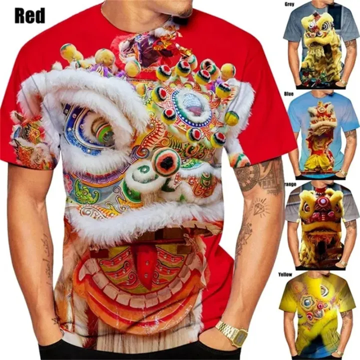 Chinese%20Lion%20And%20Dragon%203D%20Printed%20T%20Shirt%20Casual%20Chinese%20Style%20Short%20Sleeve%20Tees%20Tshirt%20Streetwear%20Loose%20Comfortable%20Top%20Male%20-%20Image%202