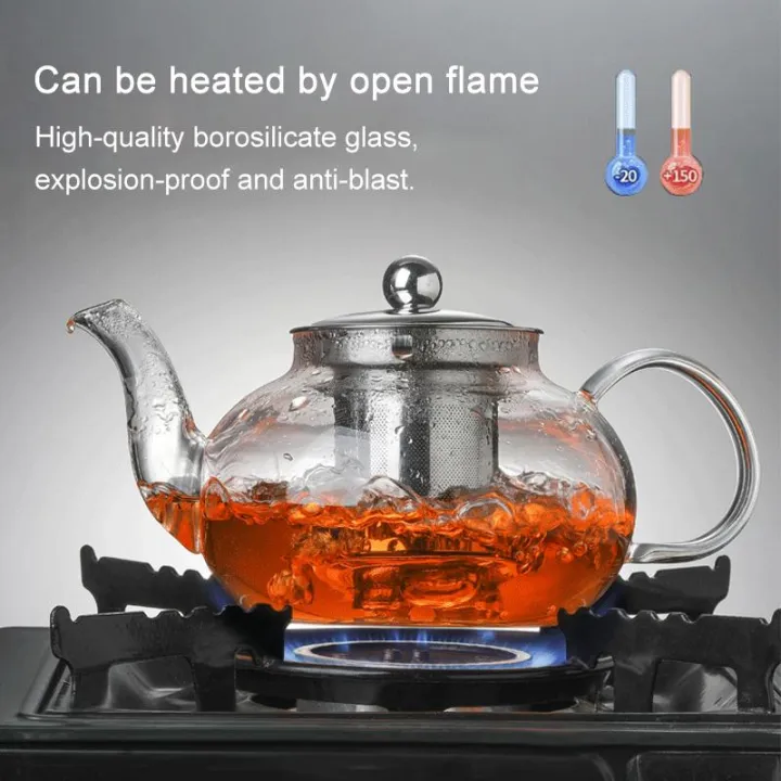 Heat Resistant Glass Teaset Flower Tea Pot Puer Kettle Coffee Teapot 800Ml - Enjoy Your Favorite Hot Beverages In Style With This Elegant Teapot