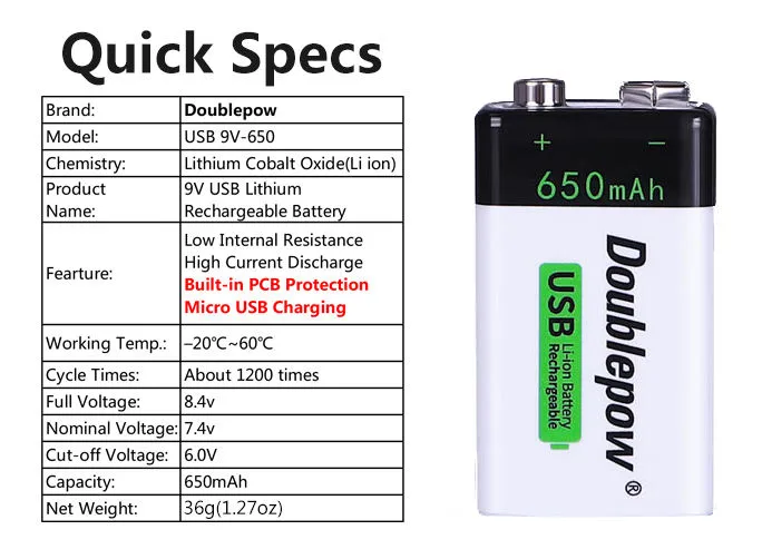 Doublepow%209V%20650mAh%20USB%20Rechargeable%20Li-ion%20Battery%20%E2%80%93%20Built-in%20Micro%20USB%20Charging%20-%20Image%203