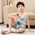 Children's Summer Sleeveless Vest Boys' Home Wear Boy Thin Type Artificial Cotton Air Conditioning Clothes Children's Home Pajamas. 