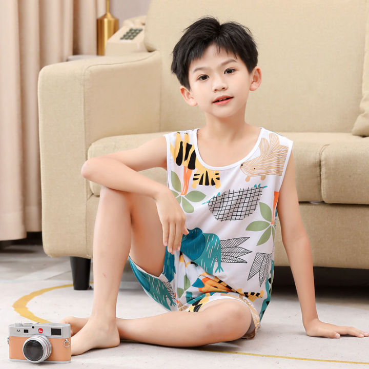 Children's%20Summer%20Sleeveless%20Vest%20Boys'%20Home%20Wear%20Boy%20Thin%20Type%20Artificial%20Cotton%20Air%20Conditioning%20Clothes%20Children's%20Home%20Pajamas%20-%20Image%206