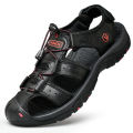 Summer Men Sandals Genuine Leather Mens Casual Shoes Outdoor Men Leather Sandals for Men Beach Shoes Roman Shoes Plus Size 38-48.