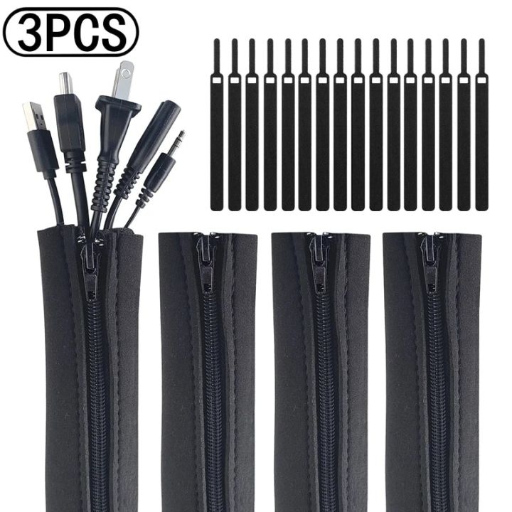 Cable Management Sleeve Cable Wrapper Storage Strip Zipper PC Network Cable Data Cord Organizer Classification Fixture Protector