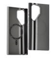 LUXO Life Luxury Carbon Fiber Magsafe Reflective Case for Samsung Galaxy S23 Ultra, S24 Ultra, S25 Ultra, Magsafe hard IC case Shockproof Heat Dissipation Shell.