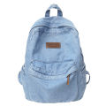 Japanese niche retro lazy style pendant backpack women's denim school bag casual college student class backpack.
