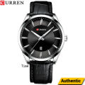 Curren 8365 Men's Wristwatch Leather Fashionable Casual Watch For Men- Black.