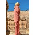 Woman’s Fashionable  Sleeve Tunic Trousers Set - Pomegranate Flower Casual Home Wear Beach Sun Protection Shirt Set Breathable Women Suit Clothing. 