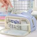 Creative Large Capacity Double Layer Canvas Pencil Case Waterproof Durable Zipper Closure Macron Color Pencil Bag Student School Supplies.