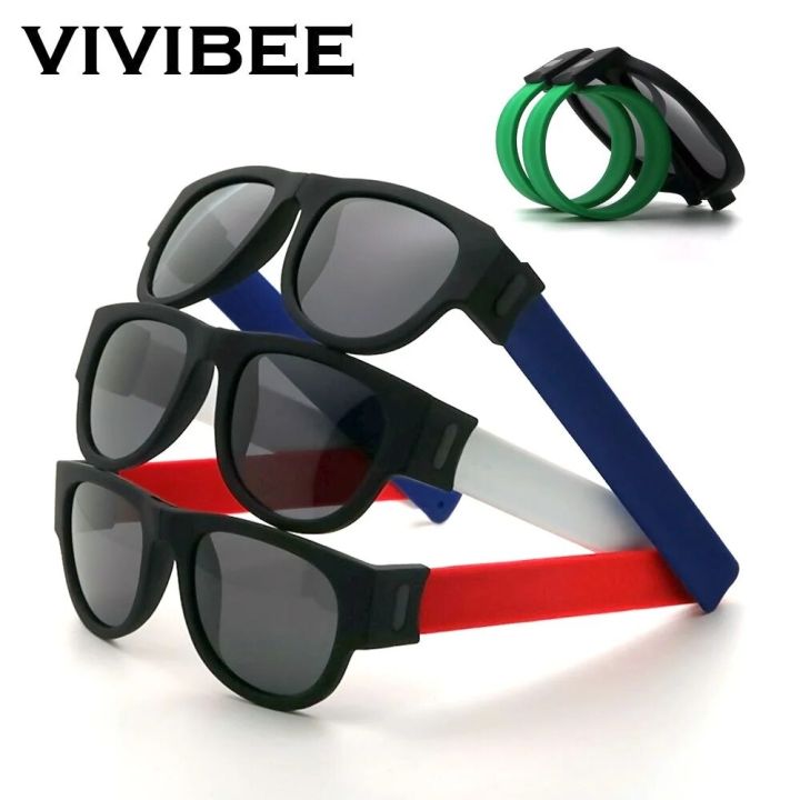 Fancy Slap Wristband Men Polarized Wrist Sunglasses Folding Women Roll Bracelet 2023 Trend Foldablen Square Sun Glasses