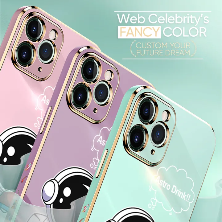 Hontinga%20for%20Realme%20C15%20Back%20Cover%20+%20Free%20Lanyard%20Luxury%206D%20Plating%20Cartoon%20Happy%20Astronaut%20Side%20Pattern%20Case%20Soft%20Silicone%20Square%20Mobile%20Cover%20-%20Image%204