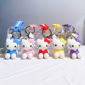 Kawaii Sanrio Hello Kitty Keychain Cartoon Doll Cute Kitty Pvc Key Chain Soft Rubber Car Key Ring Women Bag Pendant Girl Gift.