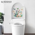 Pvc Toilet Decal Cartoon Cat Butterflies Toilet Sticker Waterproof Pvc Wall Art for Living Room Bedroom Bathroom Animal Flower Decoration Decal Cartoon Cat Toilet Sticker.
