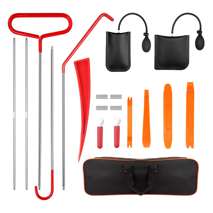 19-Piece Car Kit Lock Pick Set Tool Kit Equipped with Stainless Steel Long-Distance Fastener, Non-Destructive Wedge, Gas Wedge Pump