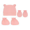 5pcs/lot Newborn Baby Cotton Beanies Hospital Hat and Mittens Set Solid Candy Color Stretchy Infant Warm Cap Gloves 0-1 Years Ol. 