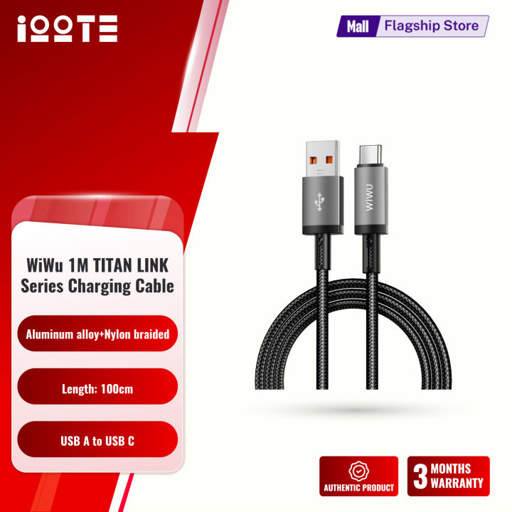 WiWU 1M Aluminum alloy Nylon braided TITAN LINK Series Charging Cable with USB-A to Type C #Wi-C054