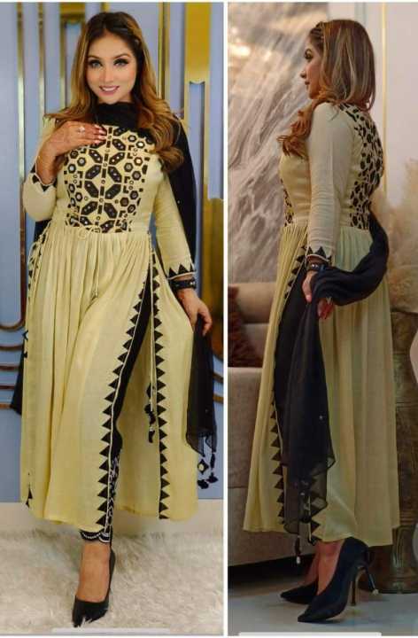 New Mode Comfortable Exclusive Designed Readymade Made By Lilen Fevric Nayra Cut Three Piece For Girls