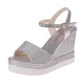 Women's Wedge Sandals2023Summer New Korean Style All-Matching Waterproof Platform Platform High Heel Open Toe Platform Shoes with Buckle.