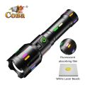 COBA LED Flashlight Fluorescent Absorbing Film Luminous Colorful Zoom Tactical Flashlight Rechargeable Battery Display Camping. 