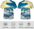 Srcnhim Tie-Dye Novelty Colorful Gorgeous Wolf T-Shirt Strong Artistic Atmosphere 3D Printing Classic Tee.