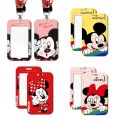 Mickey Mouse Children's Card Holder Cartoon Character Minnie Portable Keychain ID Card Holder Cover Kids Gifts.