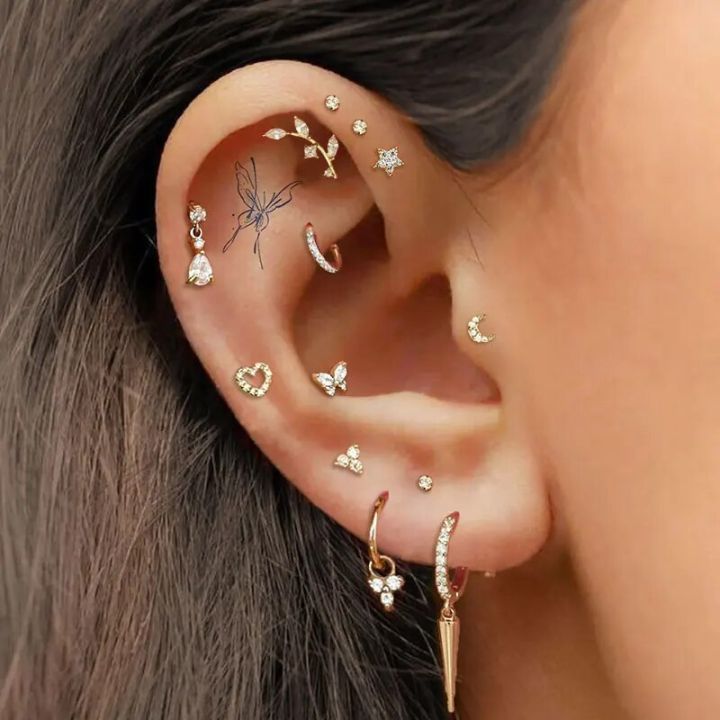 Tragus Ear Lobe And Cartilage Piercings Tragus Helix Piercing Drop