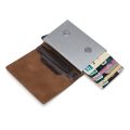 Bycobecy Custom Rfid Smart Wallet Carbon Fiber Credit Card Holder Men Leather Wallet Minimalist Wallet Coins Pocket Zipper Purse. 