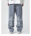 2023 Fashion Trousers Cross Denim Pants Streetwear Hip Hop Low Rise Baggy Jeans For Men Korean Y2k Women Cargo Pants Punk Clothe.
