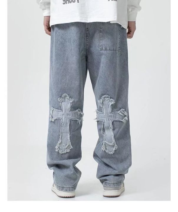 2023%20Fashion%20Trousers%20Cross%20Denim%20Pants%20Streetwear%20Hip%20Hop%20Low%20Rise%20Baggy%20Jeans%20For%20Men%20Korean%20Y2k%20Women%20Cargo%20Pants%20Punk%20Clothe%20-%20Image%202