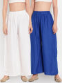 Set of 2 Solid Cotton Relaxed Women Plazo Pants Wear For Ladies. 