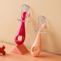 Hogokids Maternal and Child Supplies Silicone Spoon Short Handle Solid Food Spoon Baby Kid Tableware Spoon Soft Head Children Fork and Spoon Set.