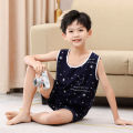 Children's Summer Sleeveless Vest Boys' Home Wear Boy Thin Type Artificial Cotton Air Conditioning Clothes Children's Home Pajamas. 