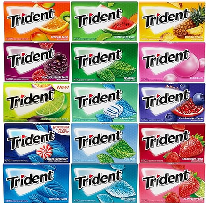 Trident Sugar-Free Chewing Gum Assortment pack of 4