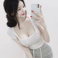 Women's New Short Midriff Outfit Slim-Fit Sexy Figure Flattering T T-shirt Low-Cut Square Collar Show Chest Large Upper Garment. 