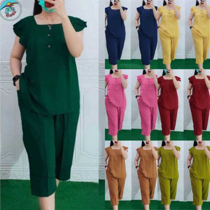 Ladies Cotton Soft Casual Wear Kurta with Comfort Fit Pant Tunic Dress Set