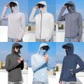 1Pcs Men’s Ice Silk Sun Protection Jacket – Anti-UV Thin Hooded Sportswear Coat, Summer Winter Outdoor Fishing Hiking Sunscreen Casual Top. 