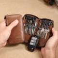 (New) Manbang vintage leather key wallet women keychain cover zipper key CAE bag men key holder houekeorganizer organizer. 