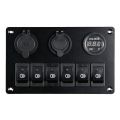 6 Gang Switch Panel with 12V-24V LED Digital for RV Truck Boat SUV. 