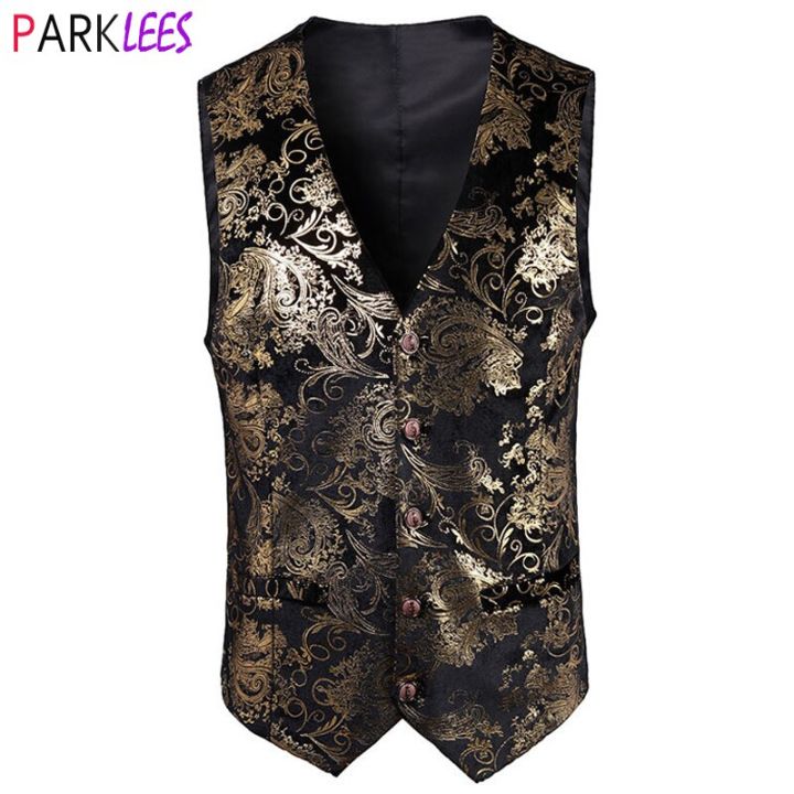 Mens%20Luxury%20Red%20Paisley%20Bronzing%20Steampunk%20Waistcoat%20Slim%20Fit%20V%20Neck%20Wedding%20Suit%20Vests%20Men%20Gothic%20Aristocrat%20Victorian%20Gilet%20-%20Image%202