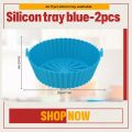 Air Fryer Silicone Pot Air Fryer Silicone Baking Pan Air Fryer Tray, Food Safe Air fryers Oven Accessories (Sky Blue)- 2pcs. 