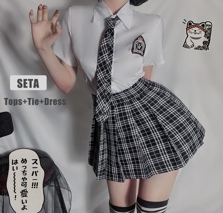 School%20Girl%20Cosplay%20Women%20Role%20Play%20Costume%20Japanese%20Korean%20Student%20Cheerleading%20Sweet%20Plaid%20Uniform%20Tie%20Kawaii%20Style%20-%20Image%202