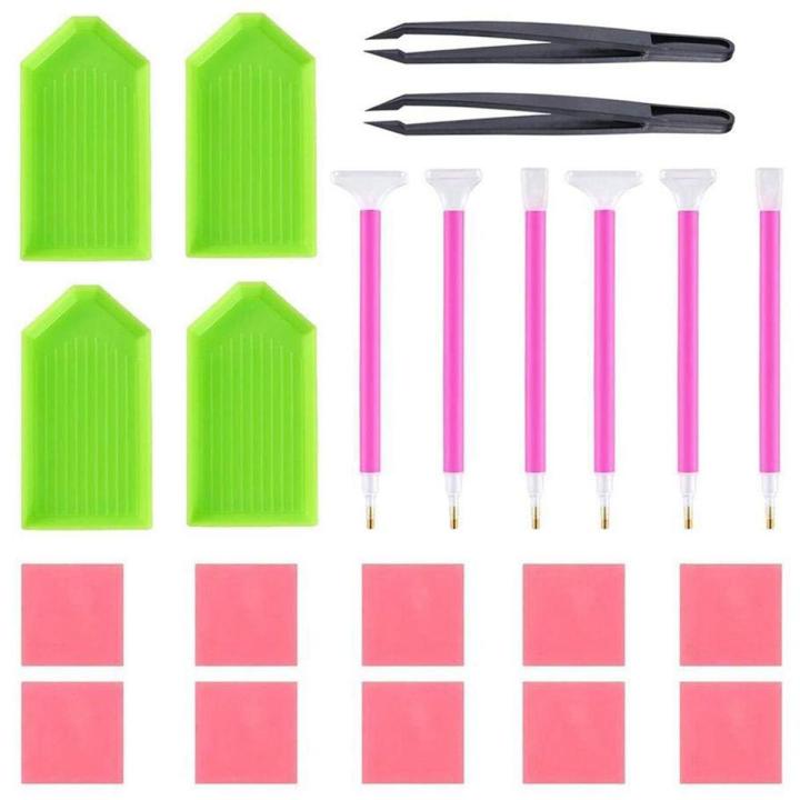 Delicate product DIY Diamond Painting Tool Kits, ABS + Silicone Materials Including Tweezers, Diamond Disk, Glue, Pen, and Bags for DIY Art Craft (22PCS)